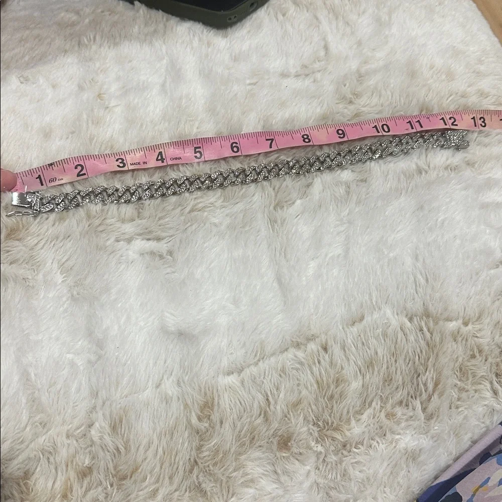 Rhinestone Cuban Link Dog Collar - Silver